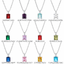 Single Gem Necklace Bright Silver