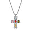 Multicolor Hammered Cross Necklace