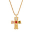 Multicolor Hammered Cross Necklace